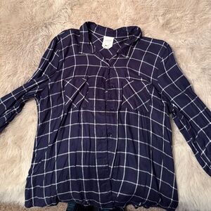 Harper Navy Plaid Button Down Shirt From Francesca’s